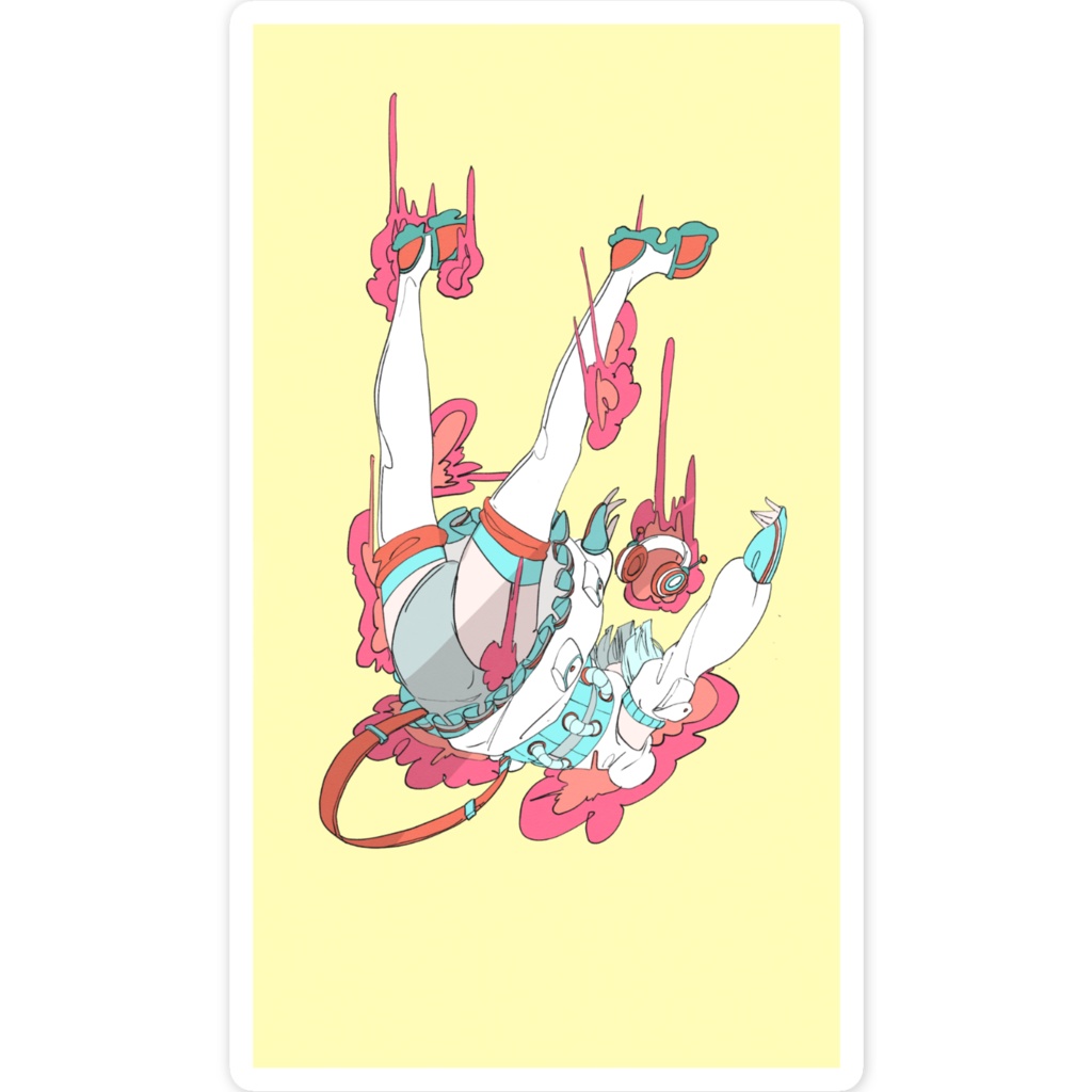 落下中 ステッカー