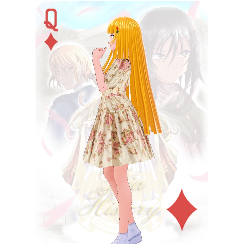 【パラメータ調整不要】フリルワンピース総レースバラ柄リボン付きパフスリーブ袖 白