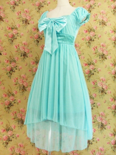 【パラメータ調整不要】リボンミディアム姫ドレスパフスリーブ