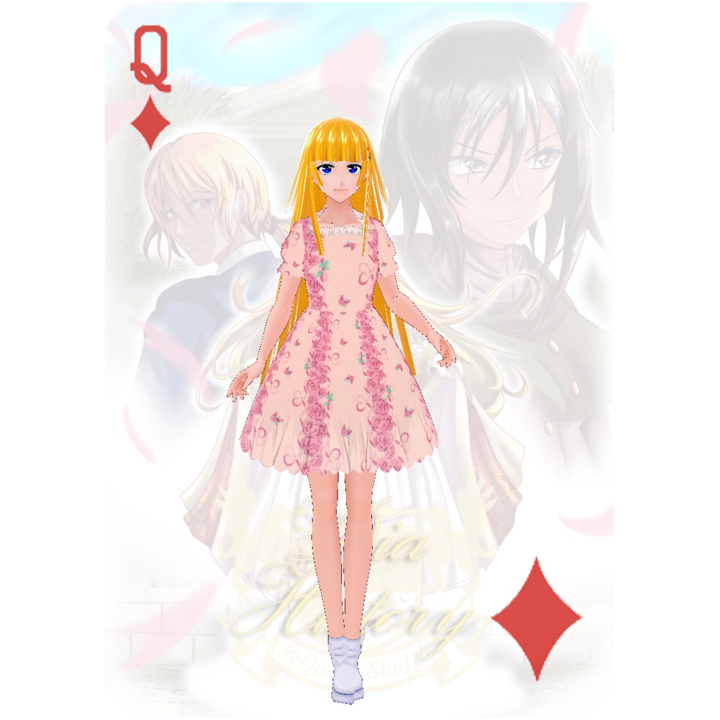 ピンク薔薇柄ワンピース(1レイヤー仕様)【リフルシャッフル復刻版シリーズ】