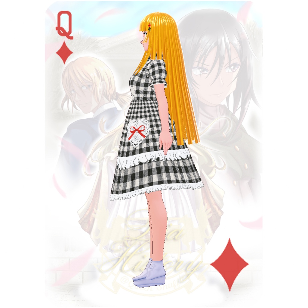 ハートのギンガムレースワンピース(1レイヤー仕様)【リフルシャッフル復刻版シリーズ】