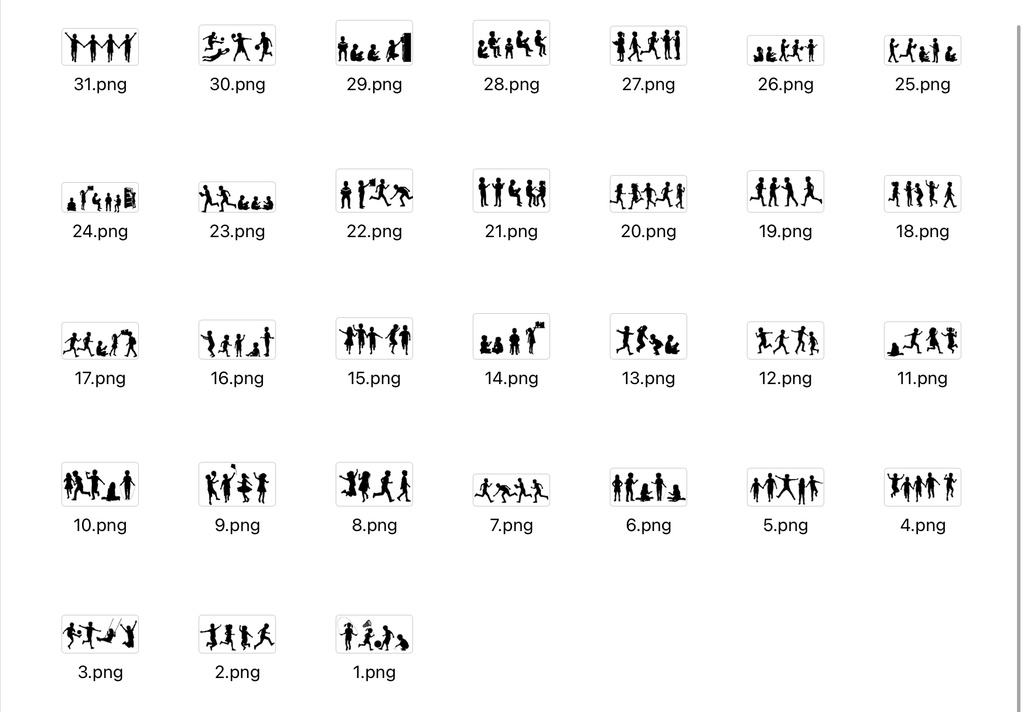 <無料>子供のシルエット素材<200体>
