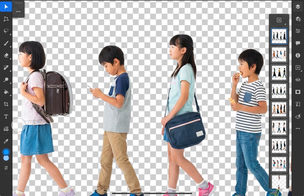 <PNG>横向きの人物切り抜きセット<PSD>