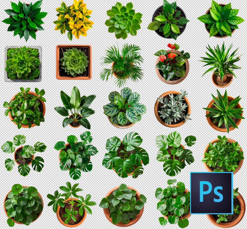 ＜PSD＞平面で使う観葉植物の添景＜PNG＞