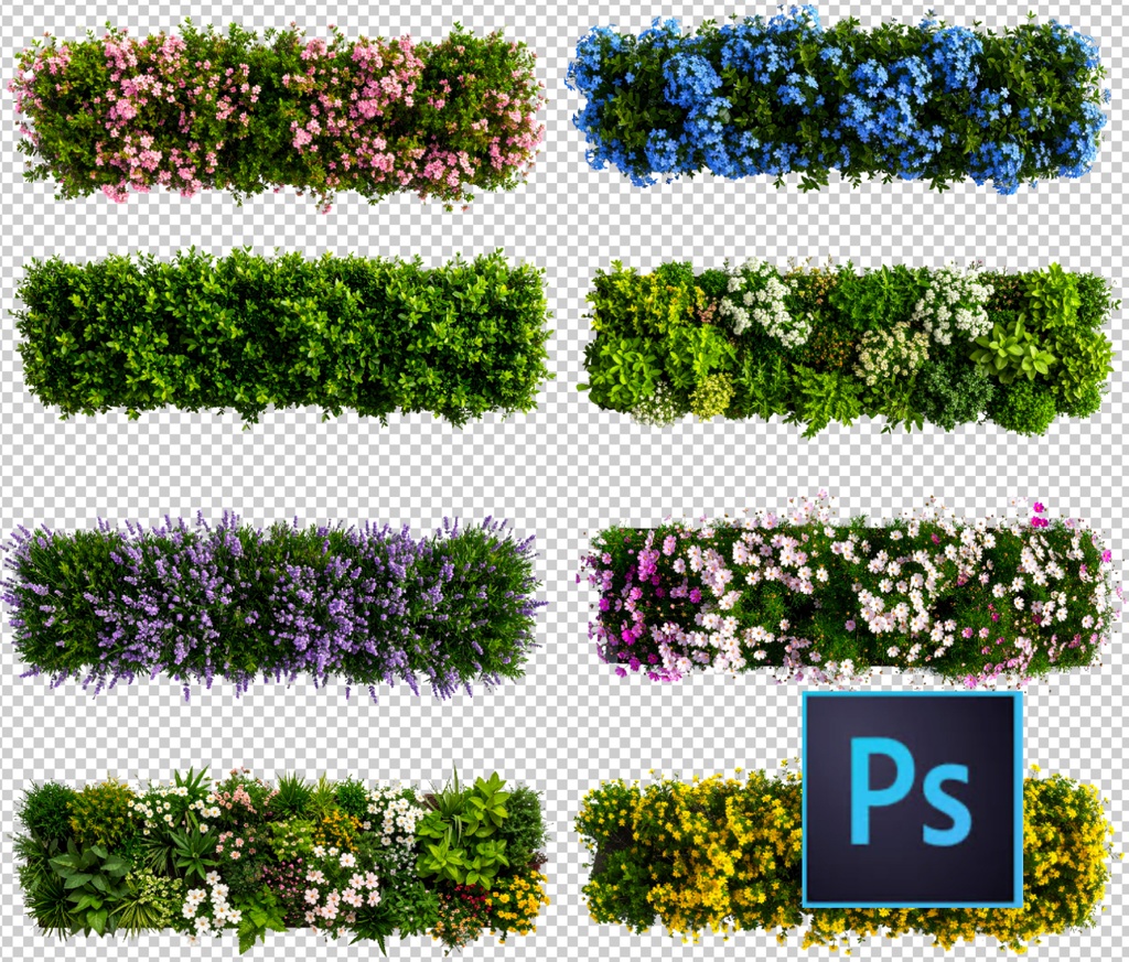 ＜PSD＞平面で使えるシンプルな低木の写真セット＜PNG＞