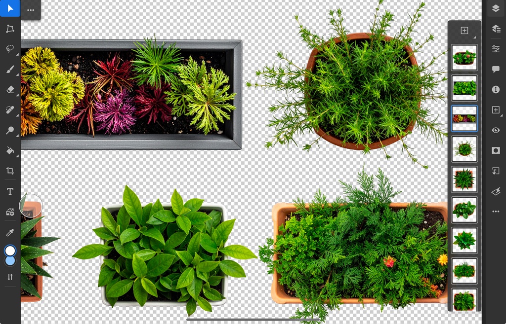 <PNG>平面で使うプランターの写真セット<PSD>