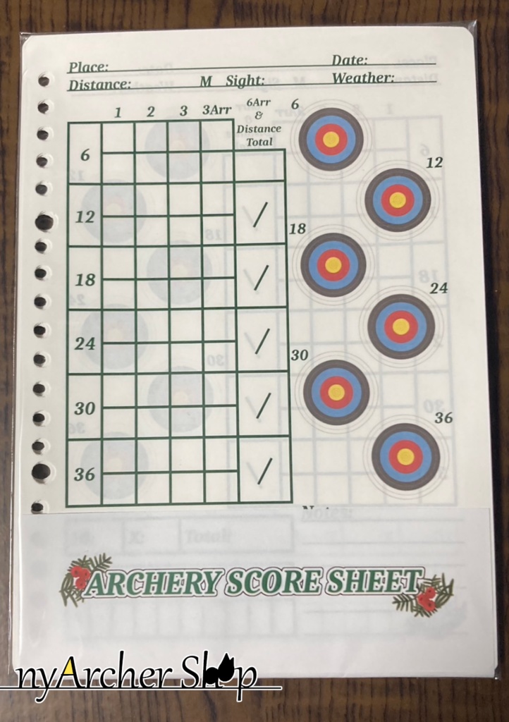 アーチェリースコアシート ルーズリーフ式(イチイ)