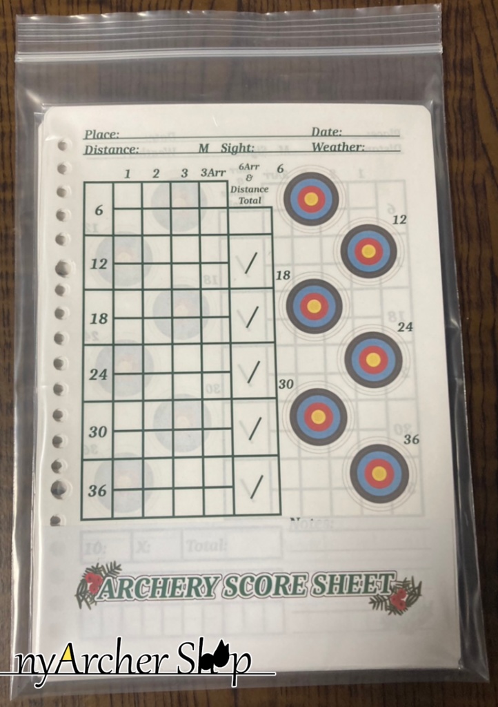アーチェリースコアシート ルーズリーフ式(イチイ)