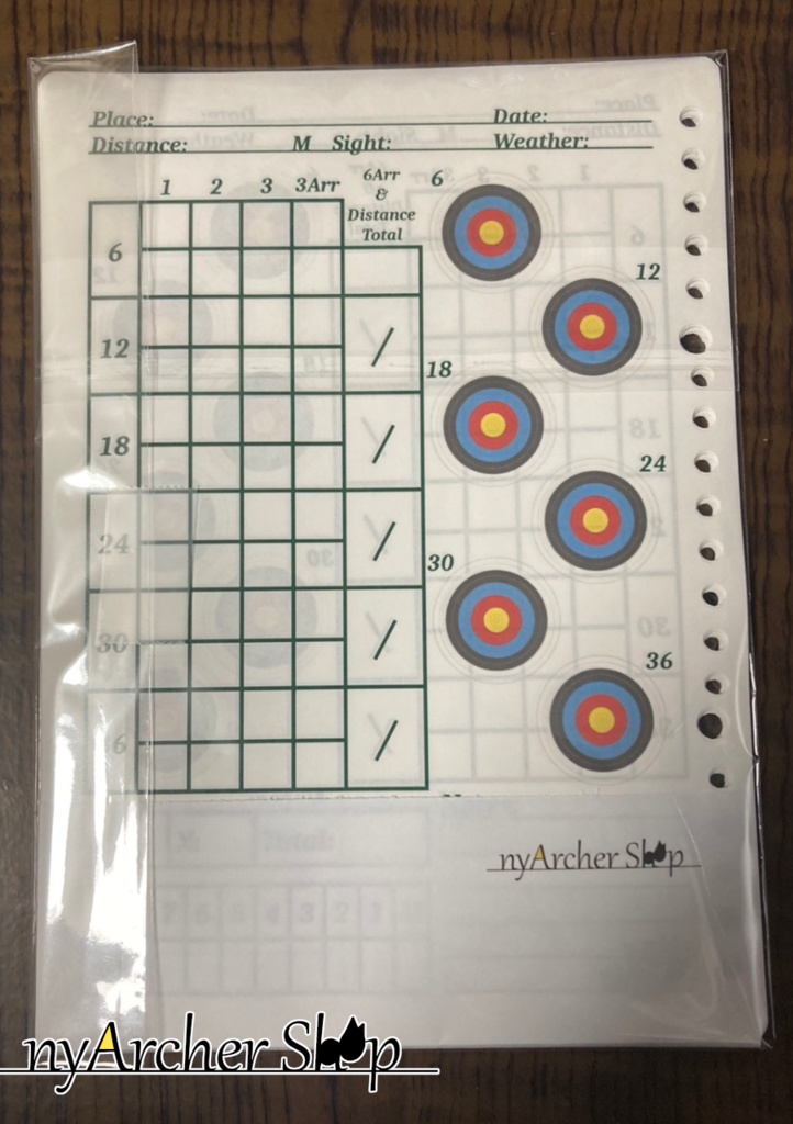 アーチェリースコアシート ルーズリーフ式(イチイ)