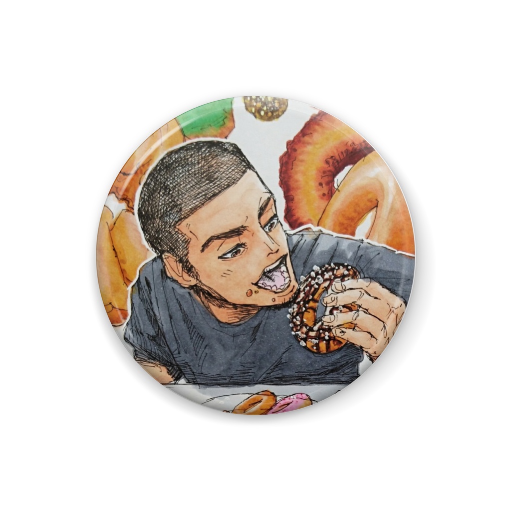 ドーナッツ食べたい缶バッジ