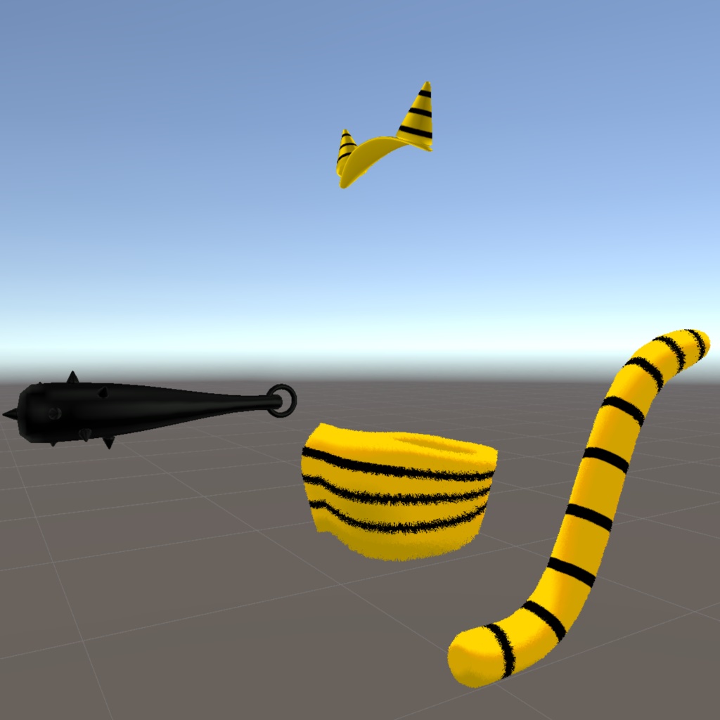 【VRC想定】鬼・虎コスチューム&小道具4点セット