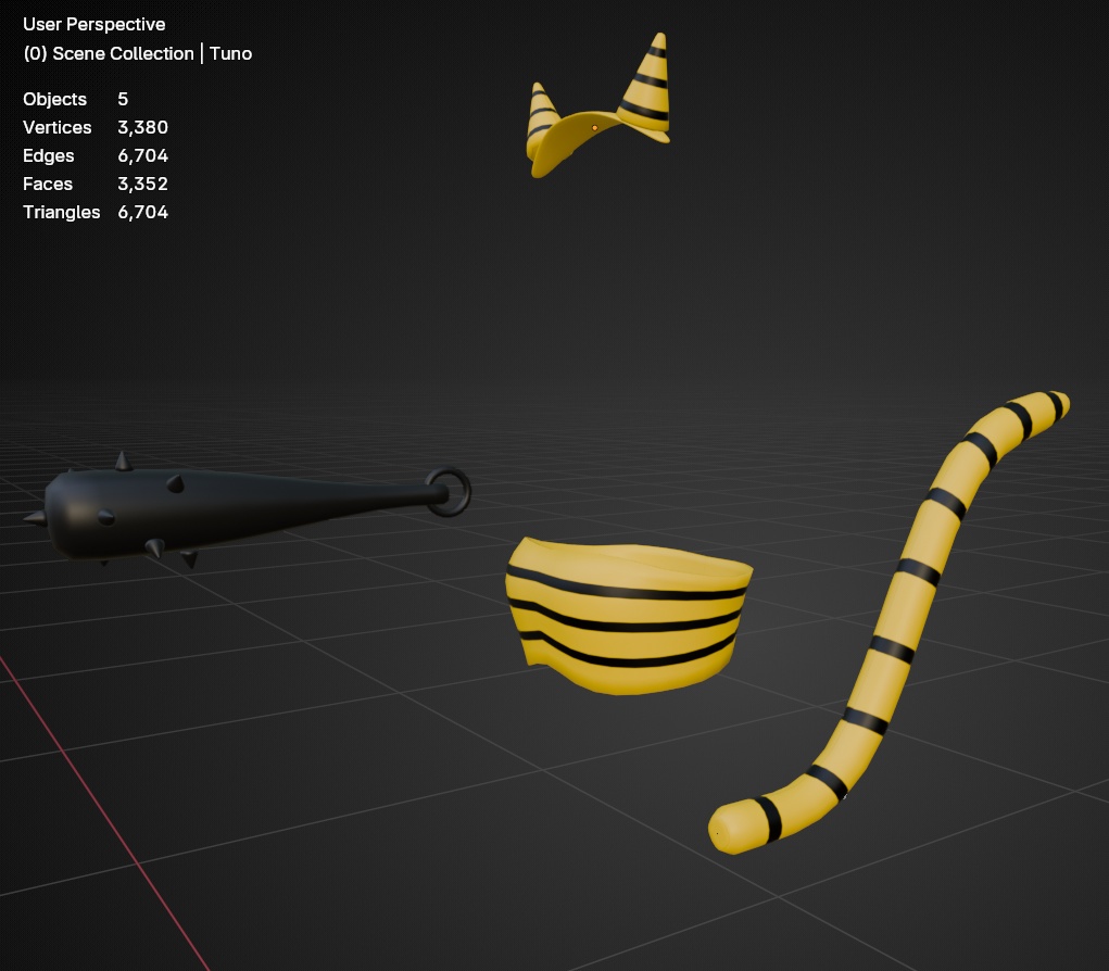 【VRC想定】鬼・虎コスチューム&小道具4点セット