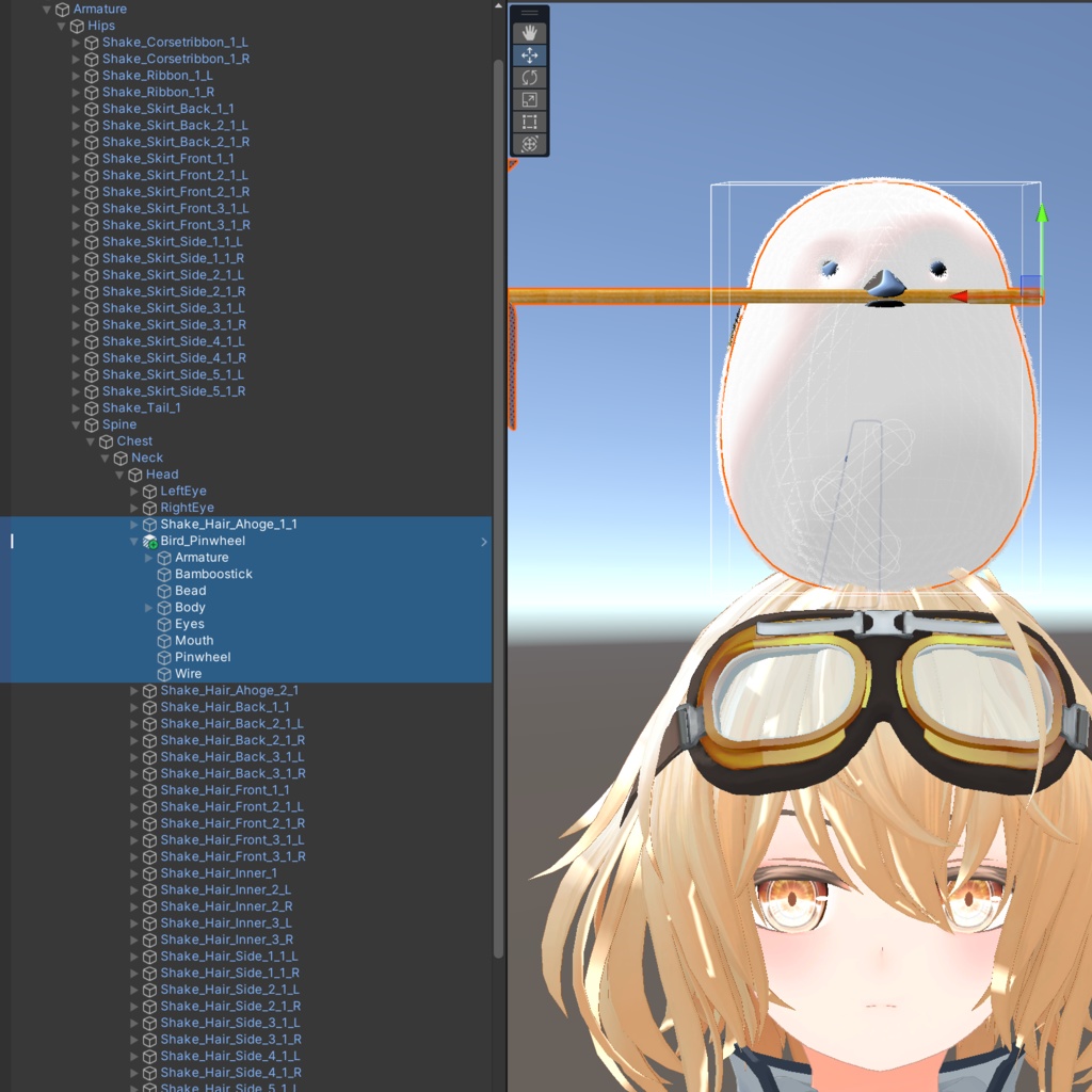 【VRC想定】クルクル回る風車をくわえたふっくらトリ Bird with Spinning Pinwheel