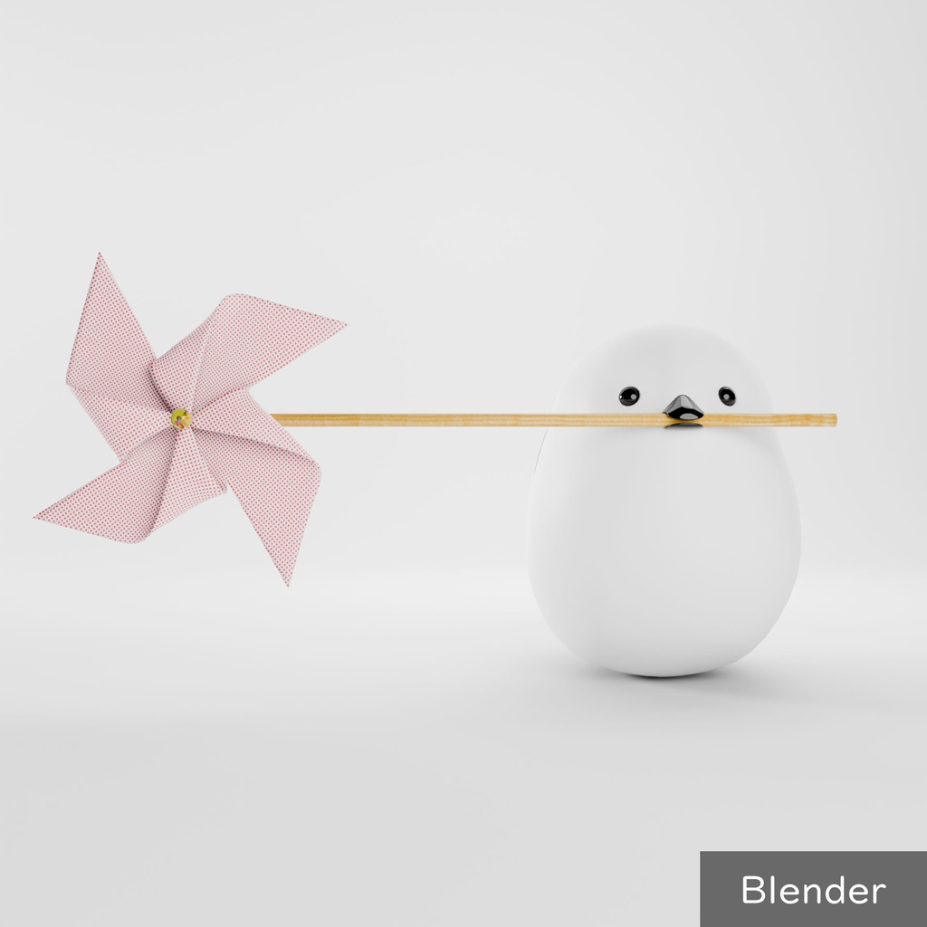 【VRC想定】クルクル回る風車をくわえたふっくらトリ Bird with Spinning Pinwheel