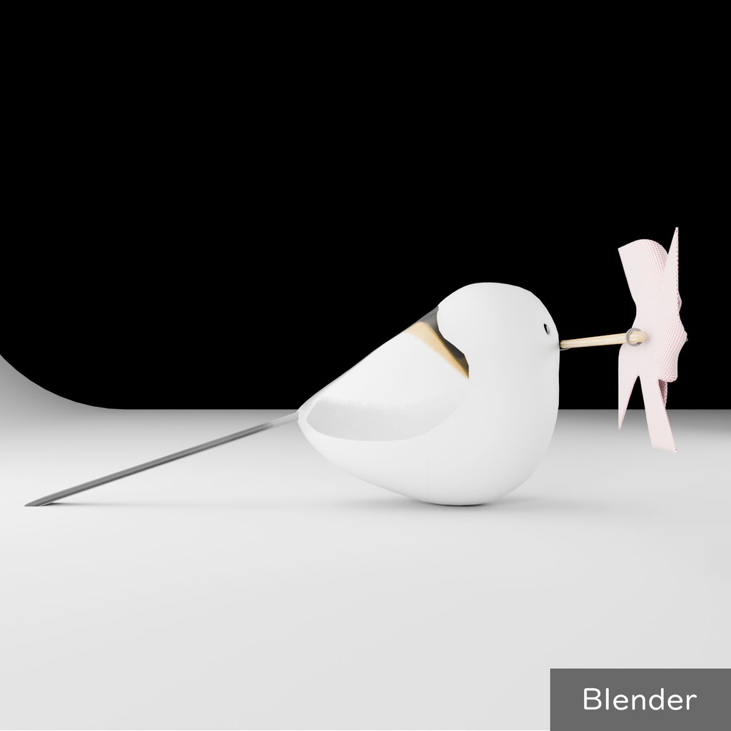 【VRC想定】クルクル回る風車をくわえたふっくらトリ Bird with Spinning Pinwheel