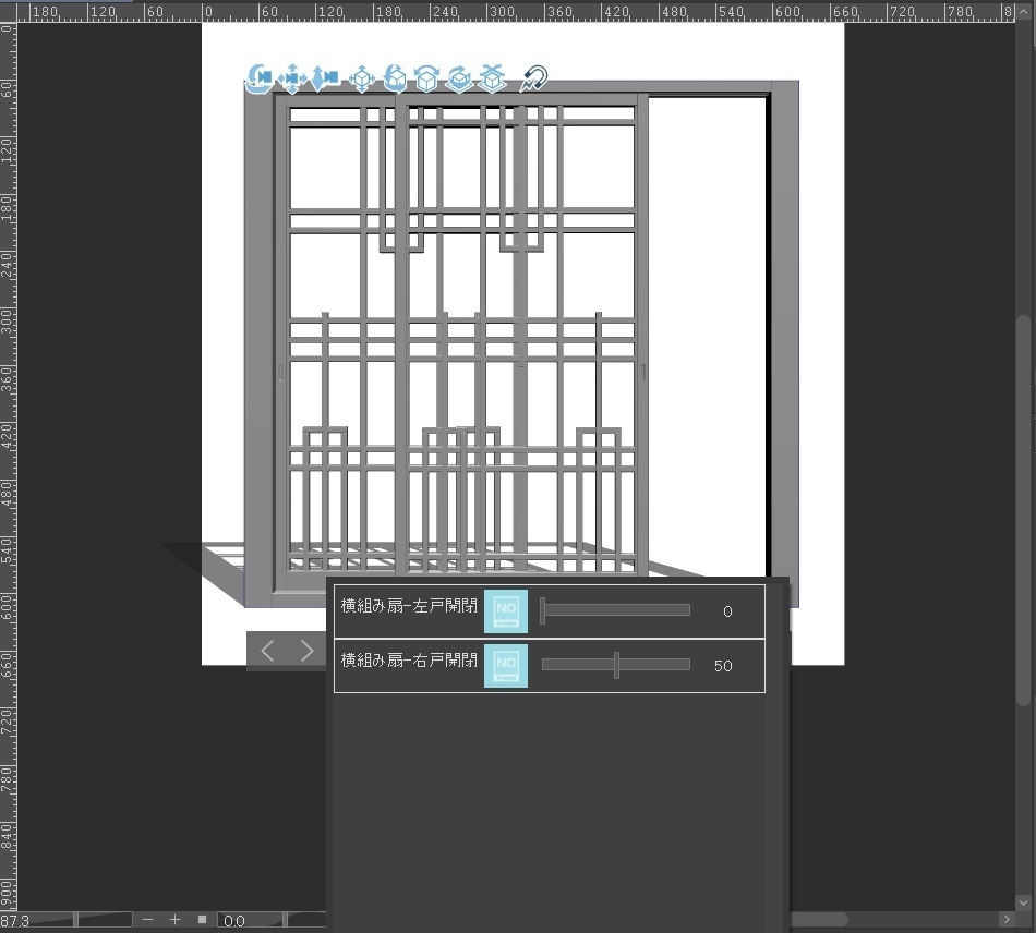 格子戸・横組み扇