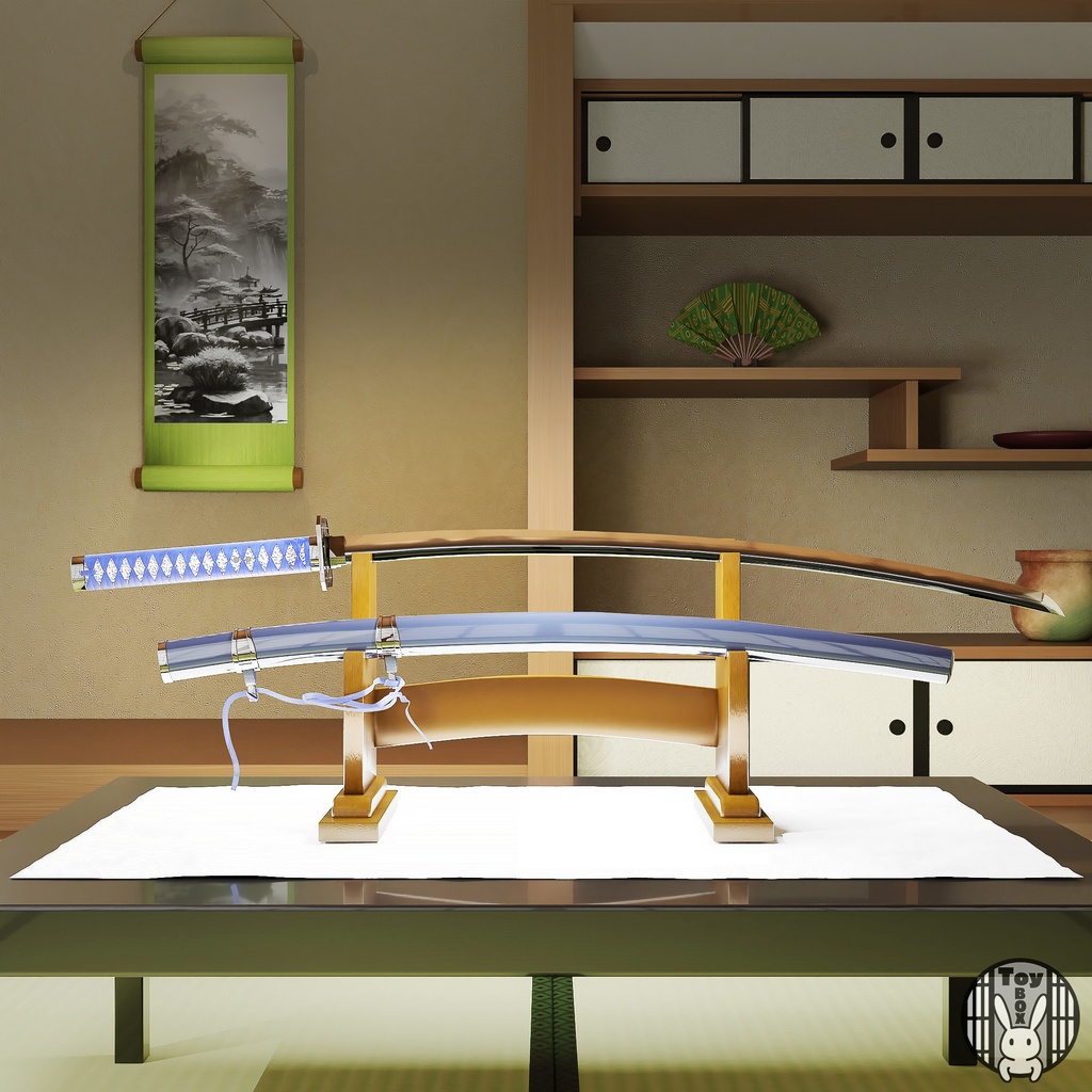 日本刀-太刀 角形透し鐔 掛合組