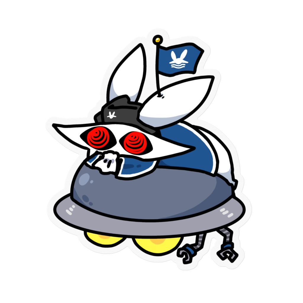 海洋区画長とうさぎ船ステッカー