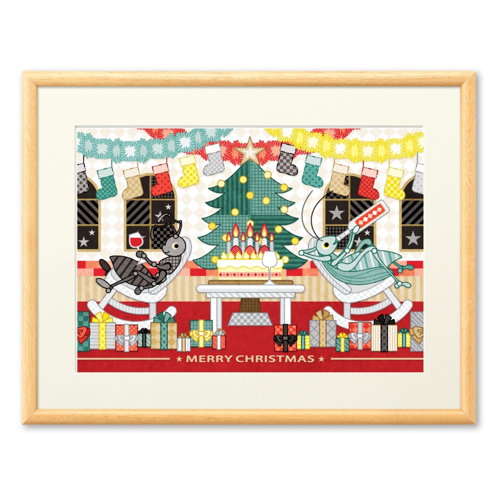 クリスマスカード「アリとキリギリスのクリスマスホリデー」