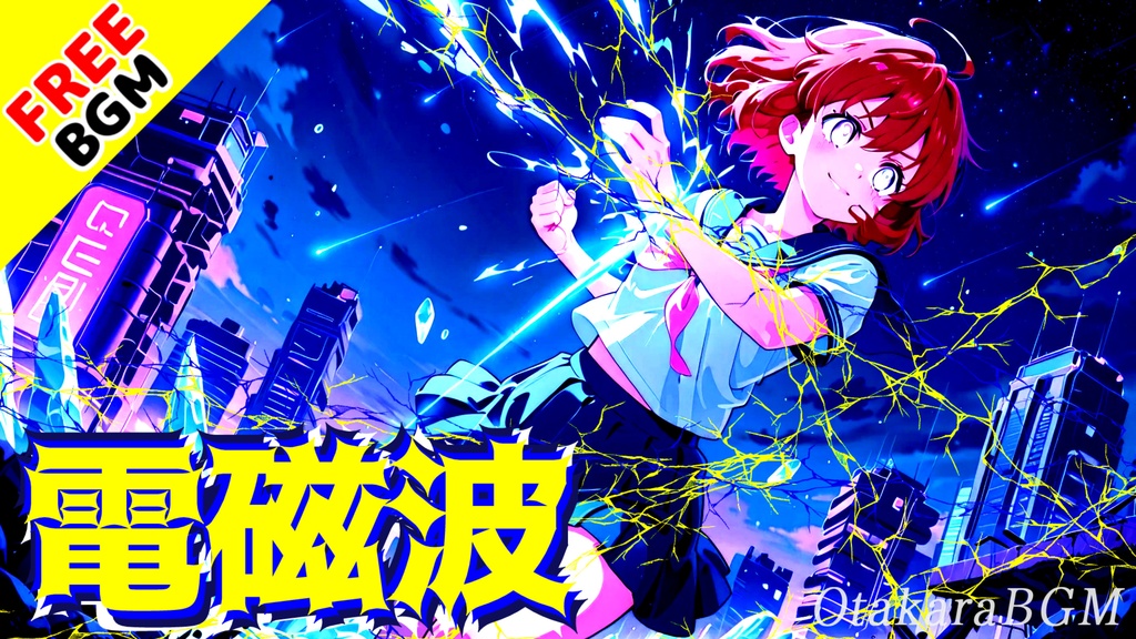 電磁波|崩壊した夜を駆けるレールガン【アニソン風 / 女性ボーカル / オルタナティブロック / エモい / かっこいい / 中毒性 / テンションが上がる / フリーBGM / 歌あり】