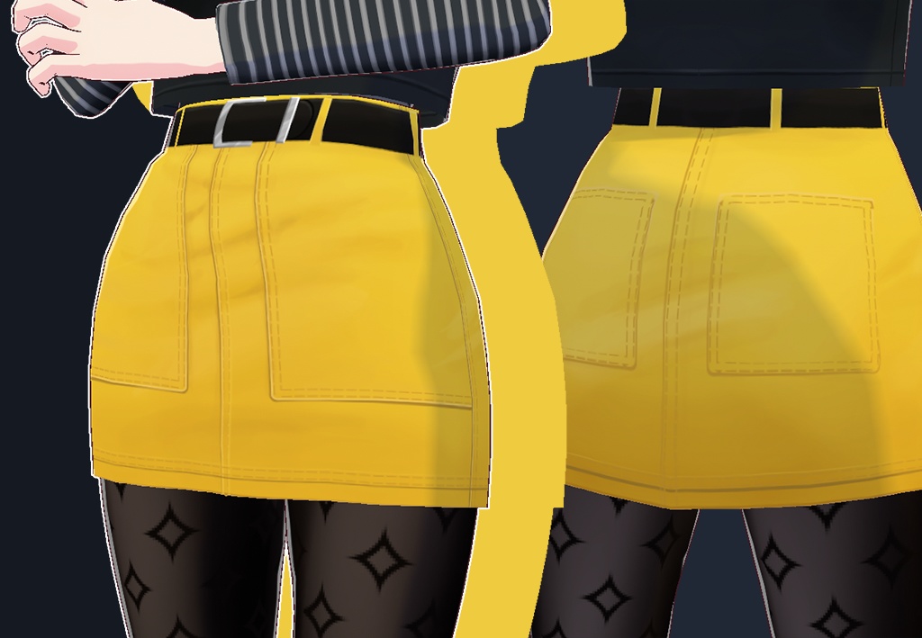 [VROID] Women's skirt with belt | 5 different colors | Textures for VRoid