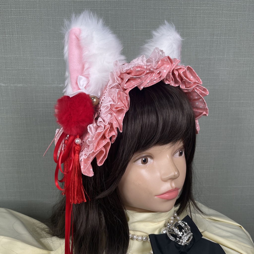 カスタムヘッドドレス 水玉(ピンク)