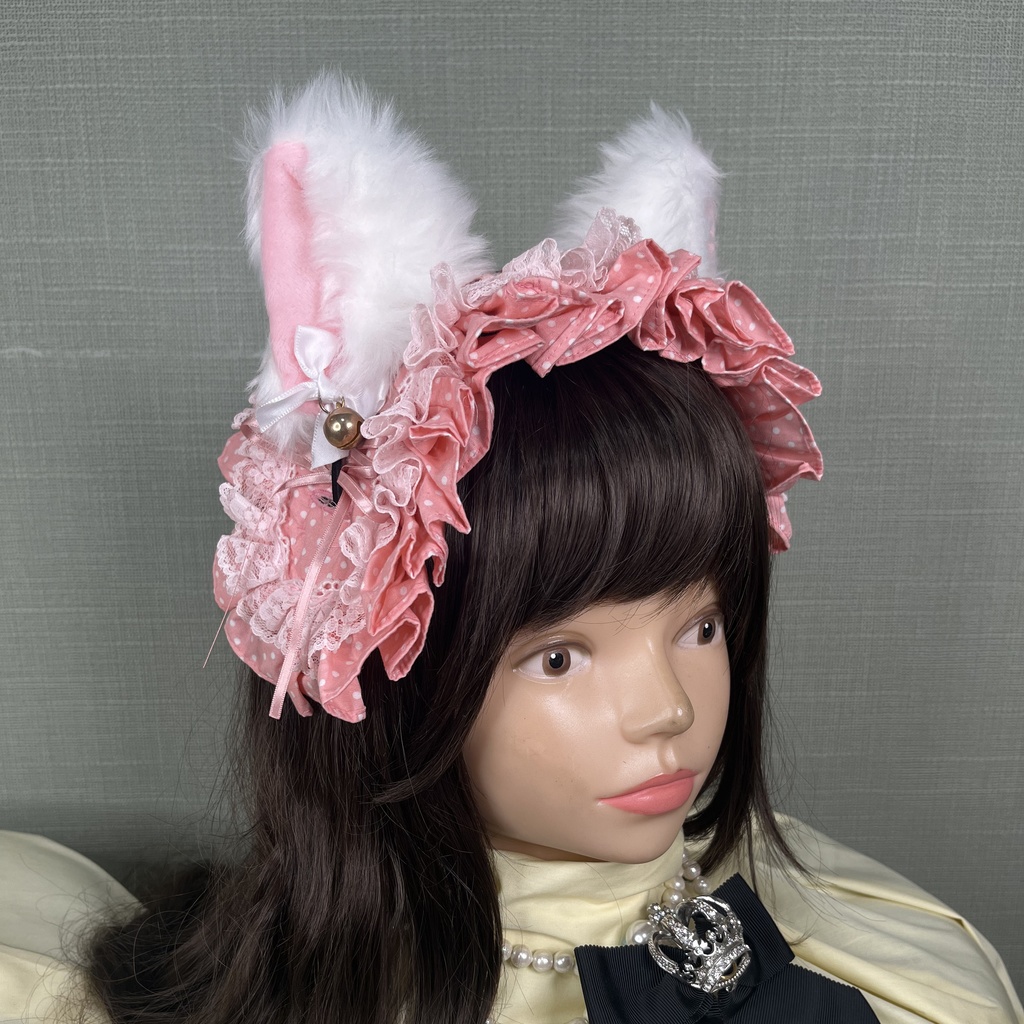 カスタムヘッドドレス 水玉(ピンク)