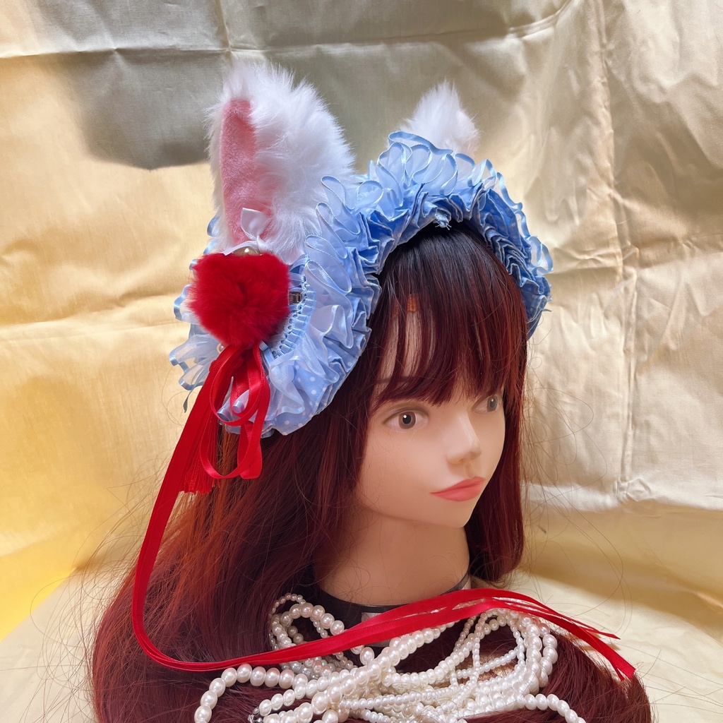 カスタムヘッドドレス 水玉(ブルー)