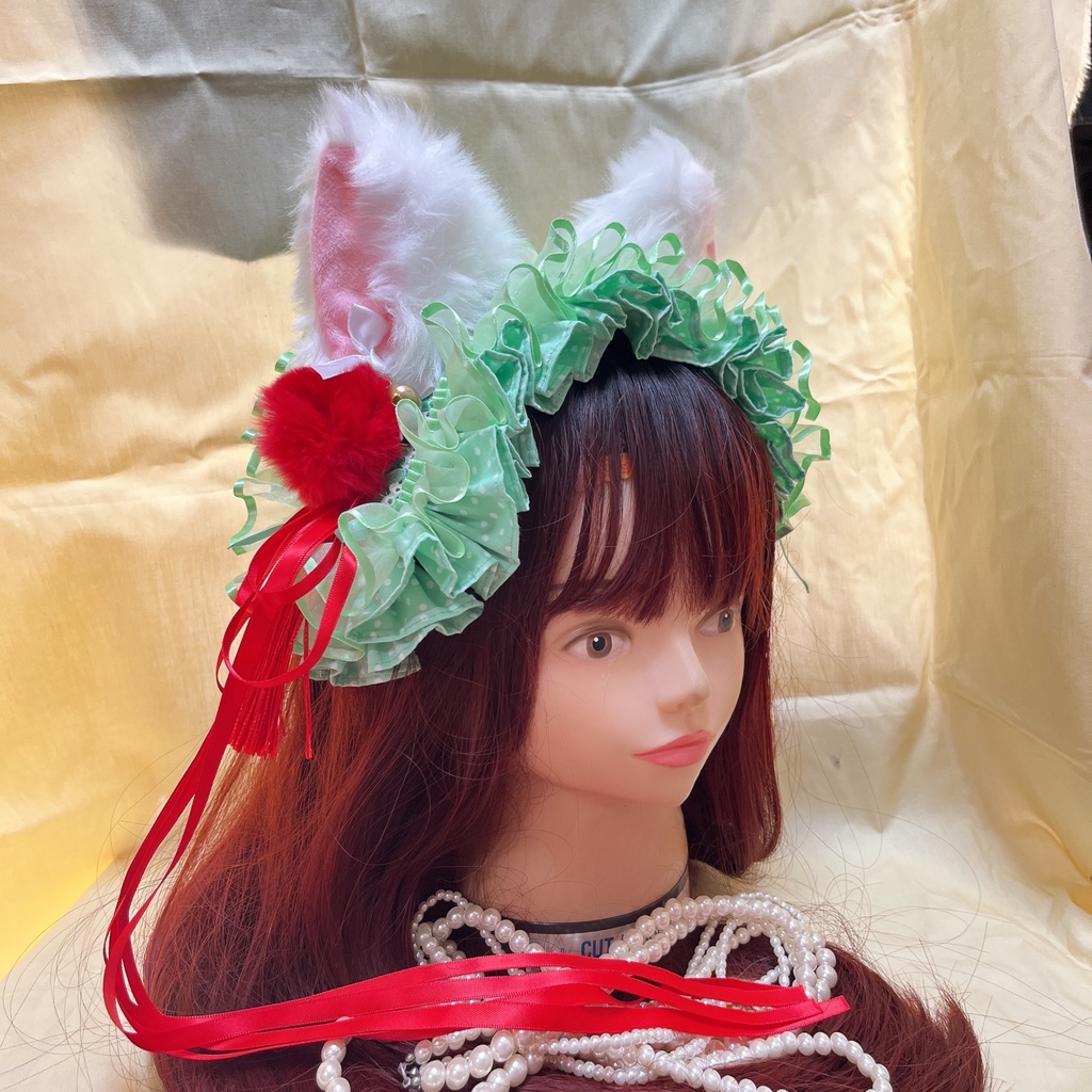 カスタムヘッドドレス 水玉(グリーン)