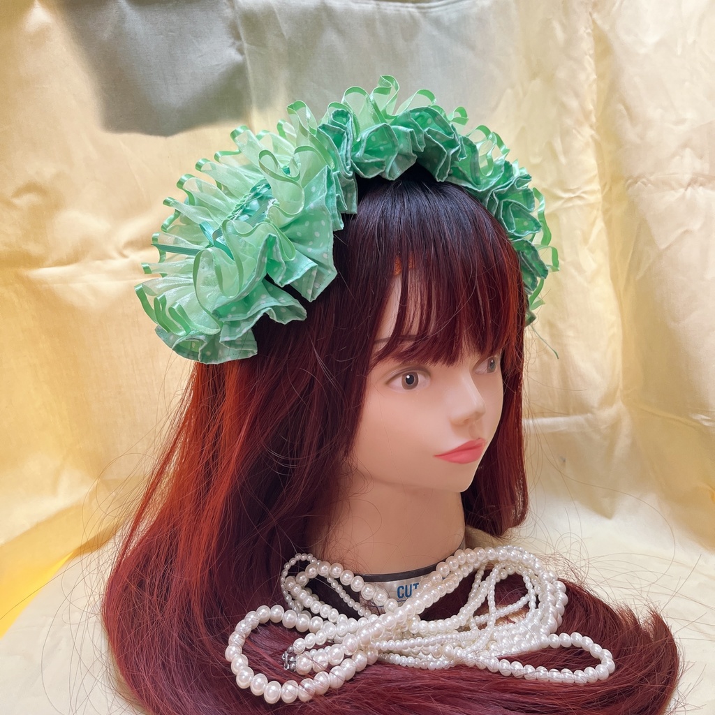 カスタムヘッドドレス 水玉(グリーン）