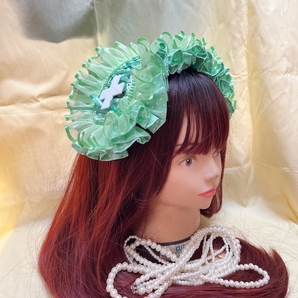 カスタムヘッドドレス 水玉(グリーン)