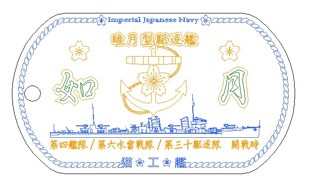 如月(睦月型駆逐艦)ステンレス製ドックタグ
