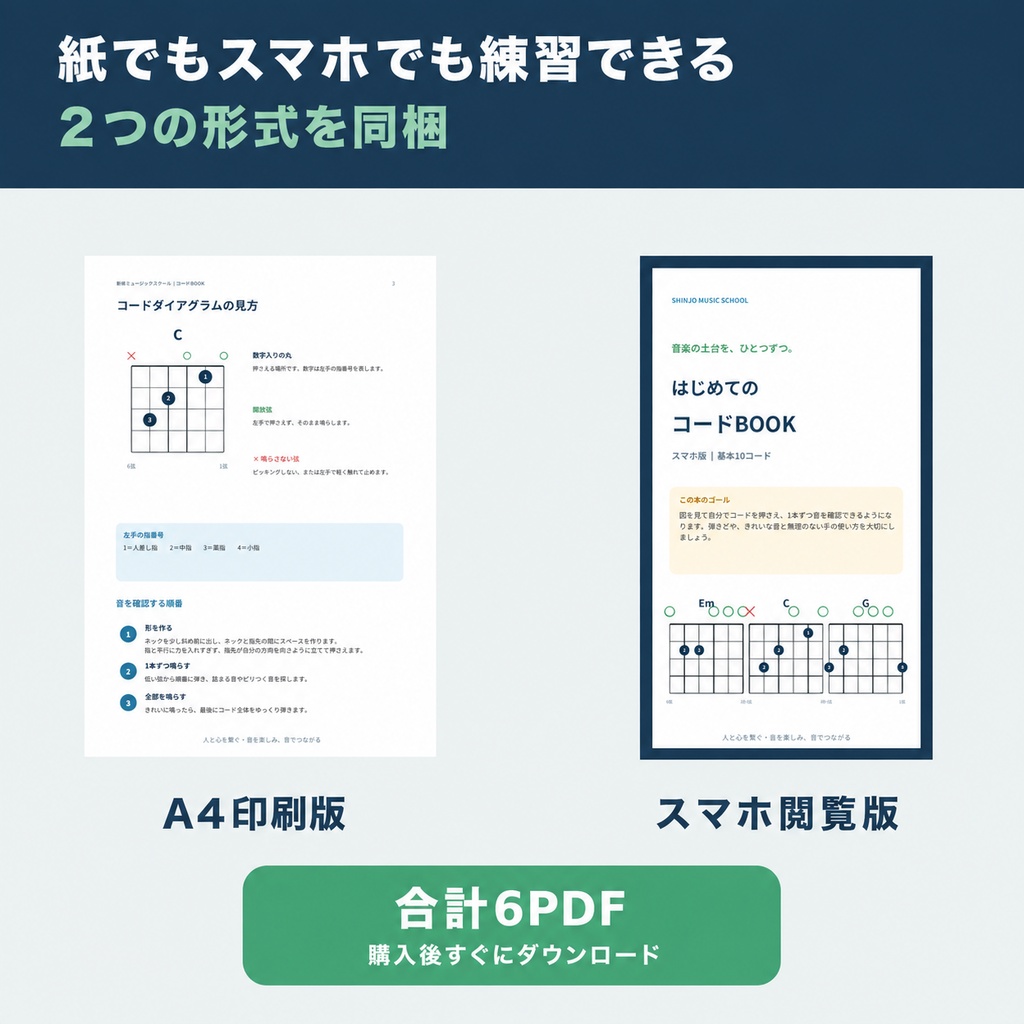 新城式 はじめてのギター3冊セット|A4印刷版+スマホ閲覧版