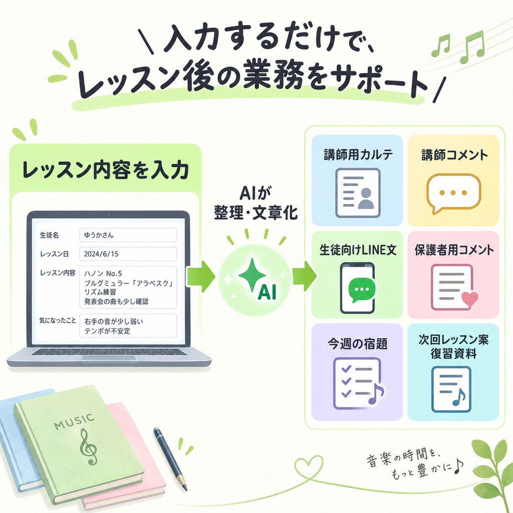 音楽講師のためのAIレッスンカルテ導入パック|モニター版