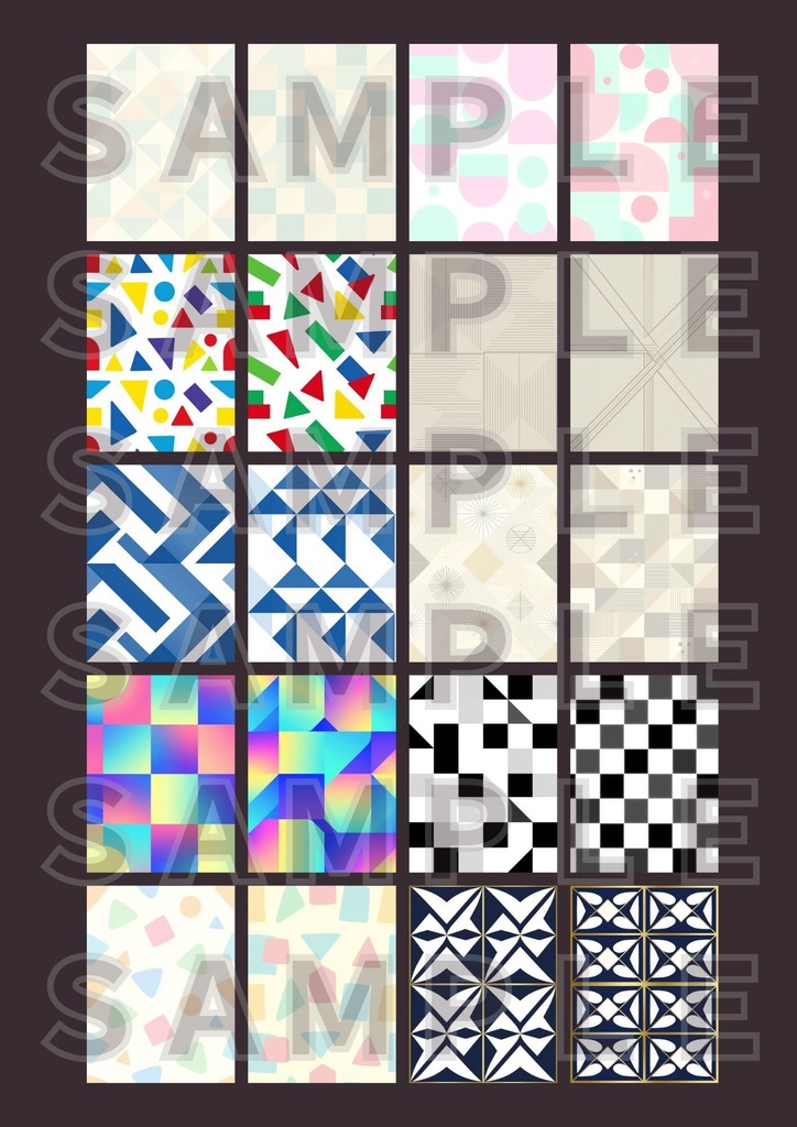 【背景素材】幾何学テクスチャ２０セット｜縦長・SNS用・スマホ壁紙対応（商用可