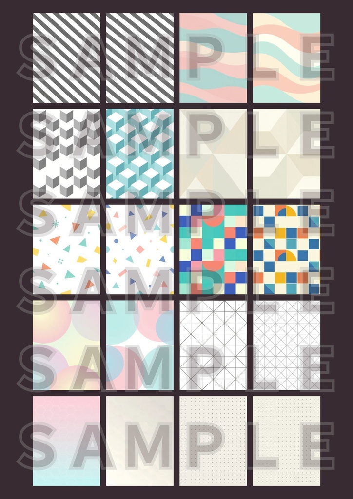 【背景素材】幾何学（２）テクスチャ２０セット｜縦長・SNS用・スマホ壁紙対応（商用可
