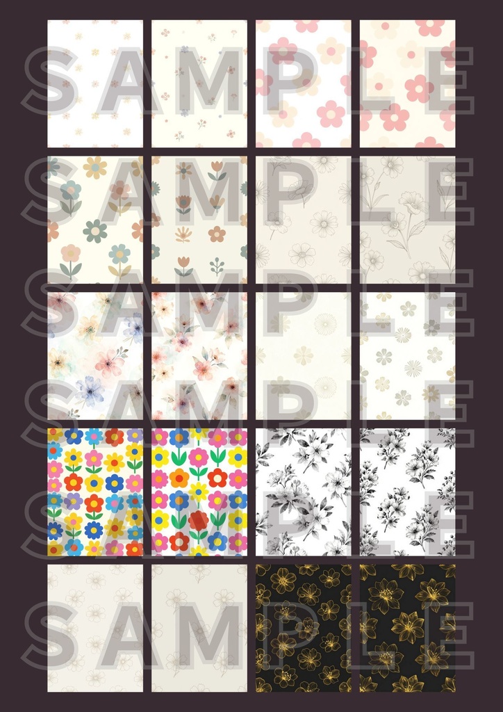 【背景素材】花柄テクスチャ２０セット｜縦長・SNS用・スマホ壁紙対応（商用可