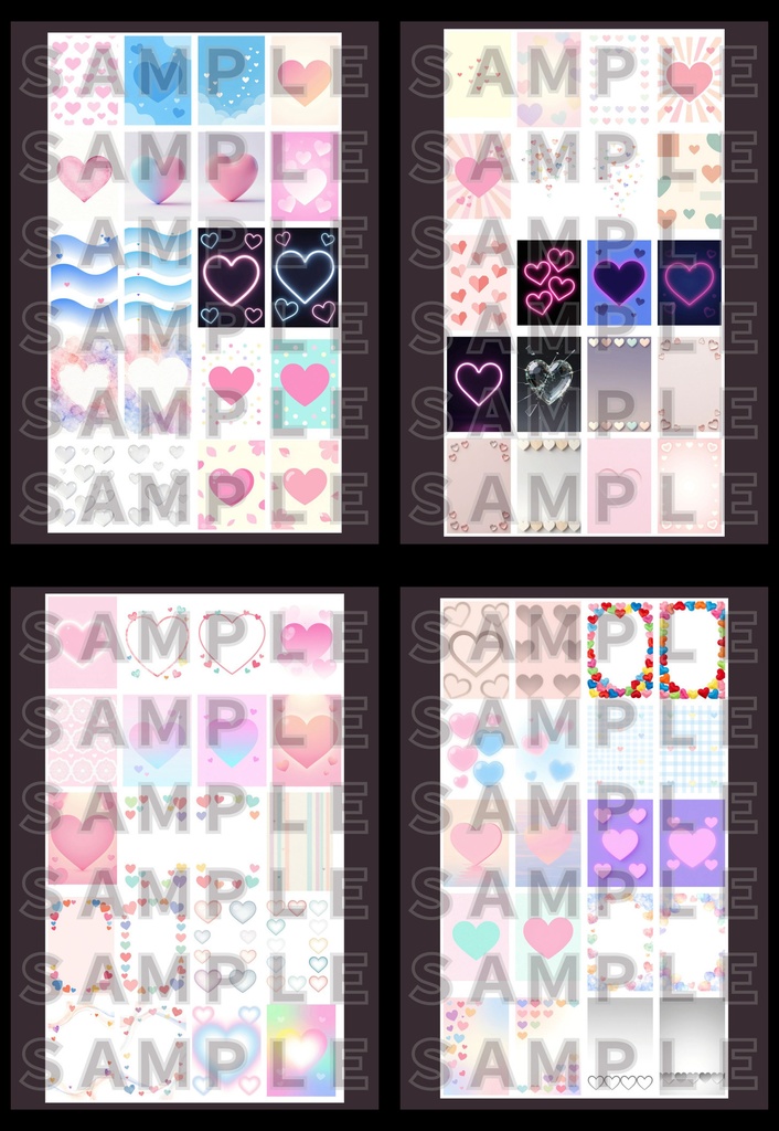 【背景素材】ハートの背景Vol.1~4　テクスチャ8０セット｜縦長・SNS用・スマホ壁紙対応（商用可