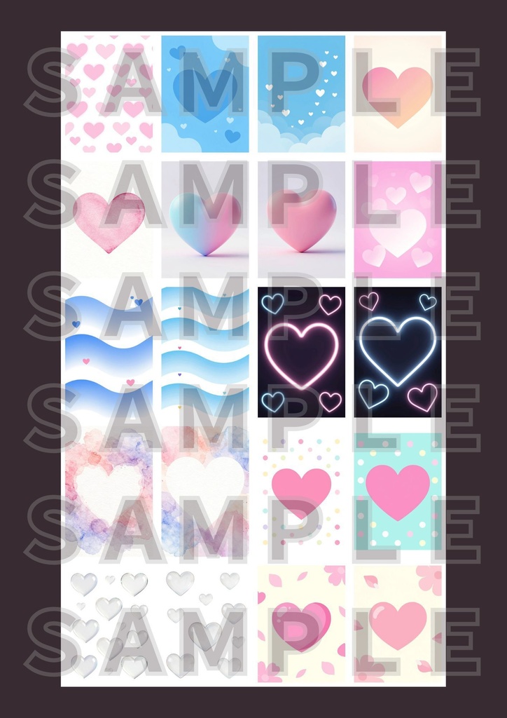 【背景素材】ハートの背景Vol.1~4 テクスチャ80セット|縦長・SNS用・スマホ壁紙対応(商用可