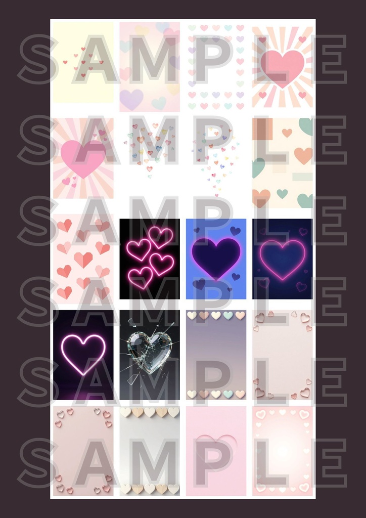 【背景素材】ハートの背景Vol.1~4 テクスチャ80セット|縦長・SNS用・スマホ壁紙対応(商用可