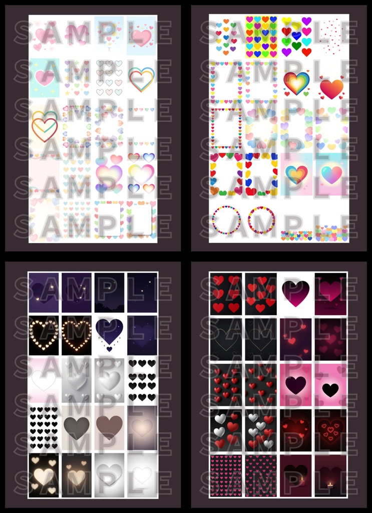 【背景素材】ハートの背景Vol.5~8　テクスチャ8０セット｜縦長・SNS用・スマホ壁紙対応（商用可