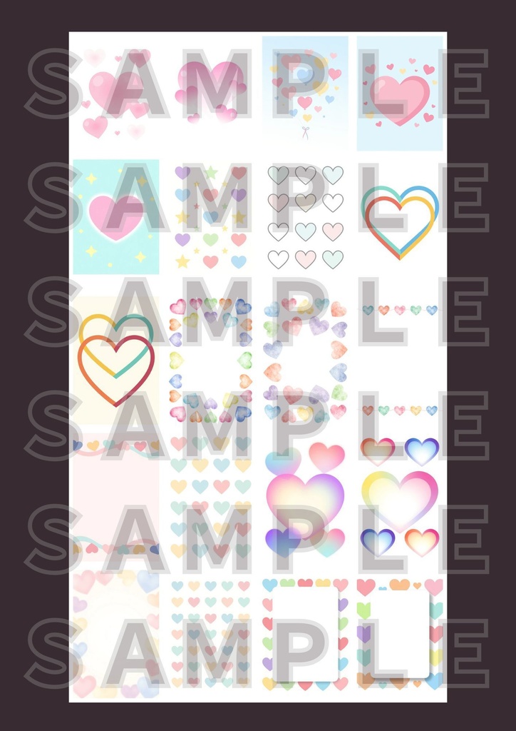 【背景素材】ハートの背景Vol.5~8 テクスチャ80セット|縦長・SNS用・スマホ壁紙対応(商用可