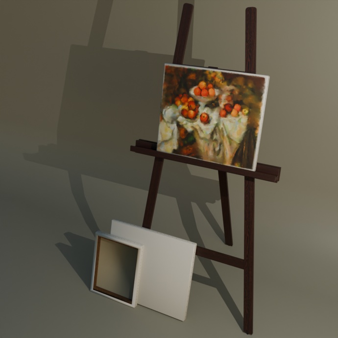 【3Dモデル】キャンバスとイーゼル
