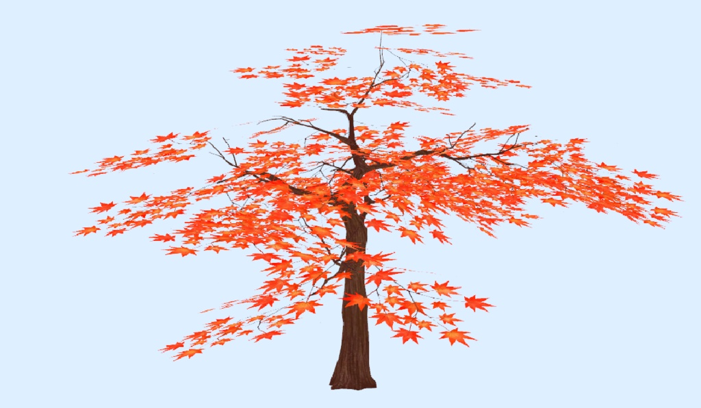 VRchat対応落ち葉パーティクル付き紅葉の木3Dモデル