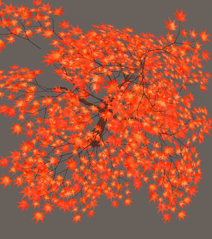 VRchat対応落ち葉パーティクル付き紅葉の木3Dモデル