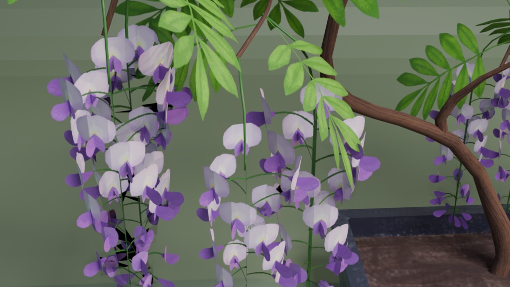 VRchat 対応 藤の盆栽 3Dモデル