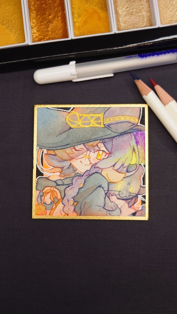 【原画】季節イベントキャラ　ハロウィンちゃん豆色紙【自家通販】