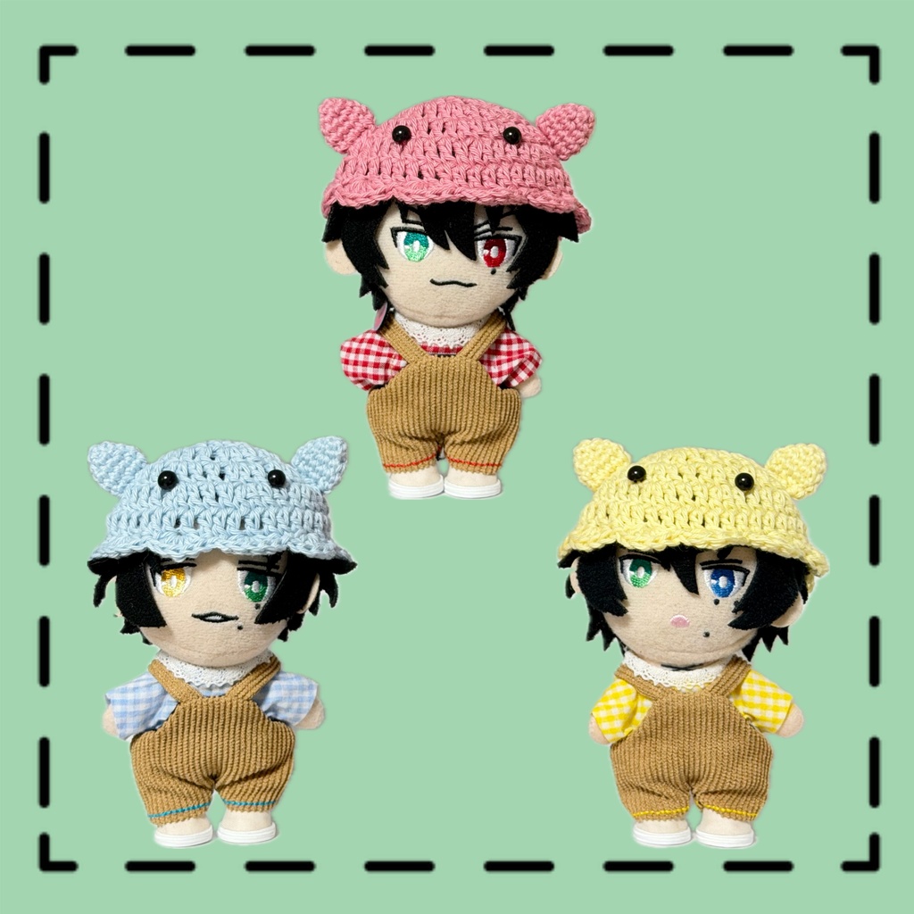 ぬいぐるみ用めんだこ帽子(赤、青、黄)