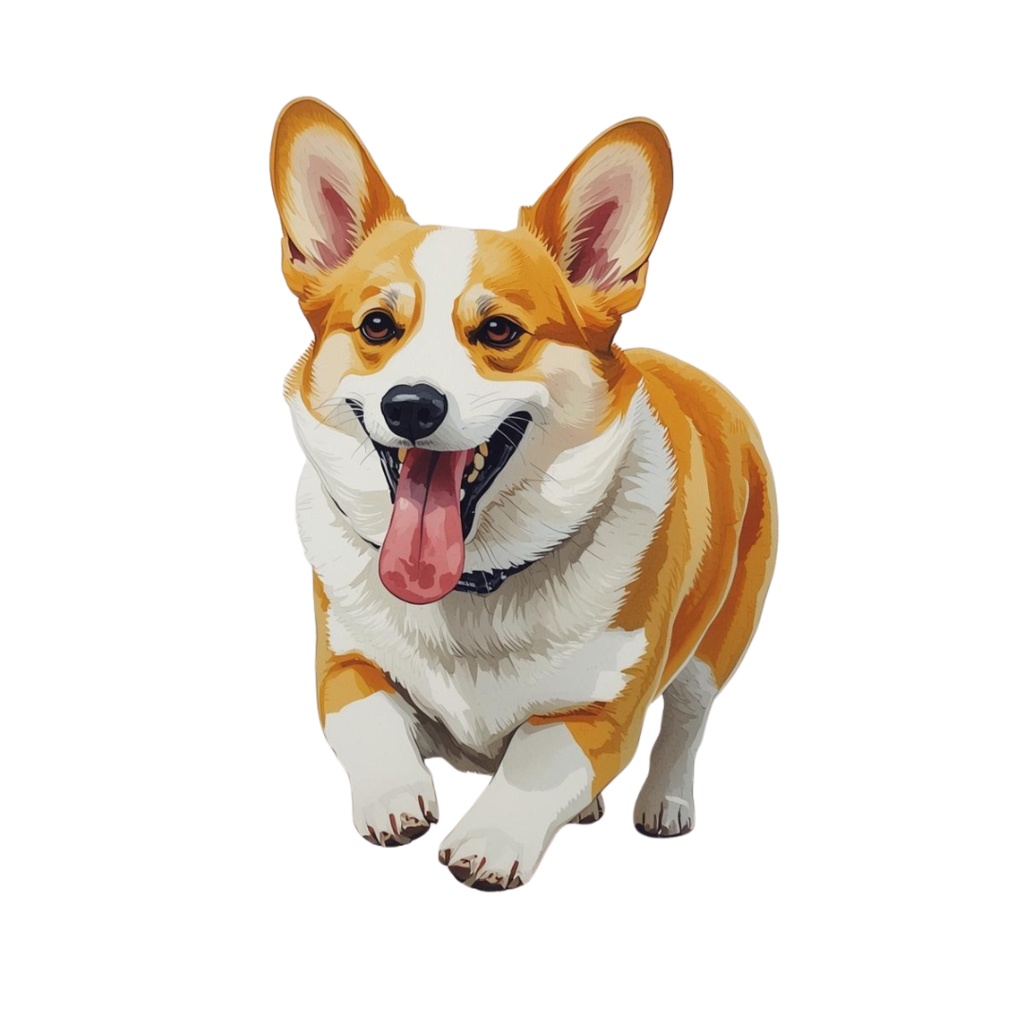 水彩風コーギーのクリップアートセットNO.1 PNG10枚