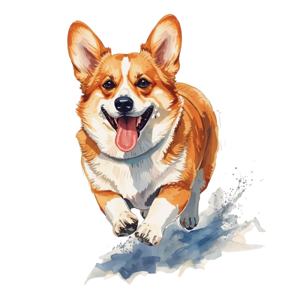 水彩風コーギーのクリップアートセットNO.1 PNG10枚